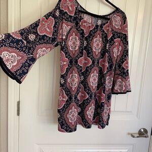 Pink Asymmetrical Bell Sleeve Blouse